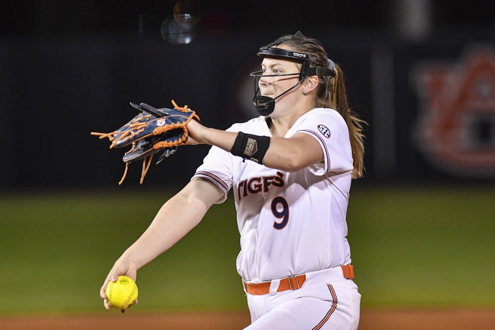Maddie Penta (9) during the game between the South Alabama Jaguars and the  #19 Auburn Tigers at Jane B. Moore Field in Auburn, AL on Friday, Mar 3, 2023.Grayson Belanger/Auburn Tigers
