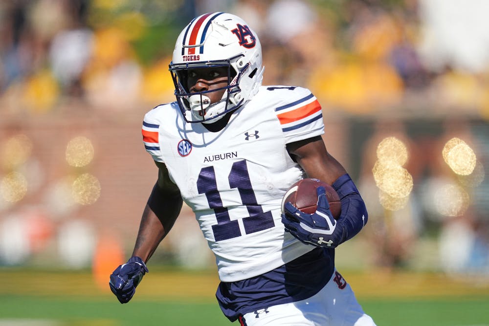 COLUMBIA, MO - OCTOBER 19 - Auburn Wide Receiver Malcolm Simmons (#11) during the game between the Auburn Tigers and the #19 Missouri Tigers at Memorial Stadium in Columbia, MO on Saturday, Oct. 19, 2024.

Photo by Austin Perryman/Auburn Tigers