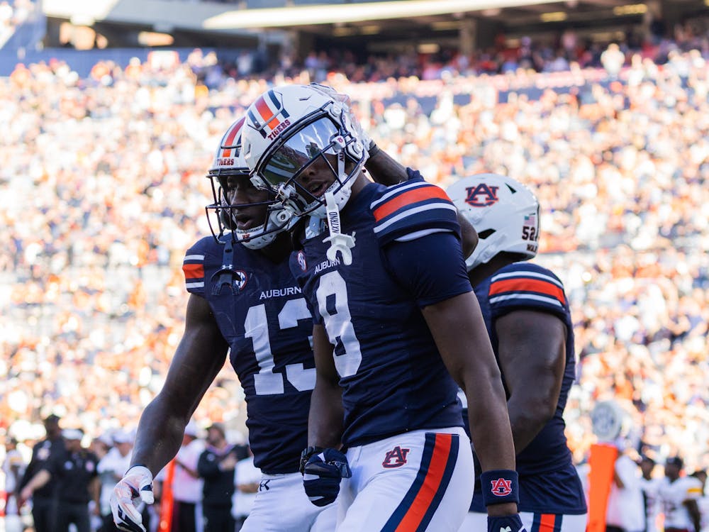 Cam Coleman celebrates after scoring a touchdown during the third quarter of Auburn vs ULM on Nov. 16, 2024. 

Luca Flores, The Auburn Plainsman