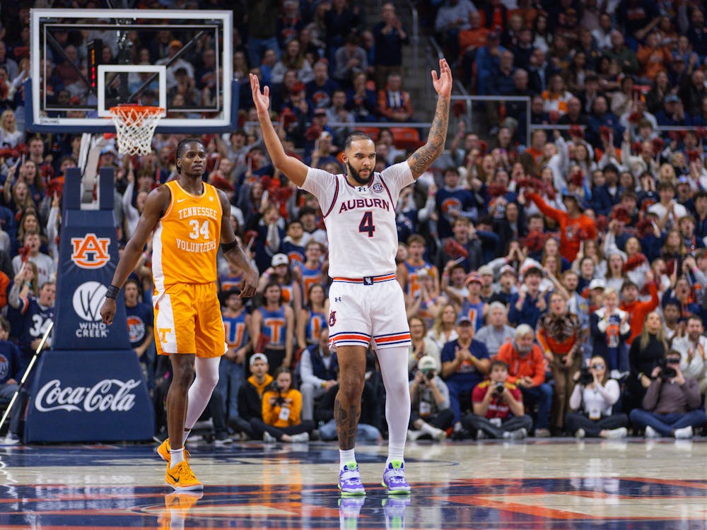 Johni Broome gets the crowd going vs Tennessee on Jan. 25, 2024.
Photo by Luca Flores | The Auburn Plainsman