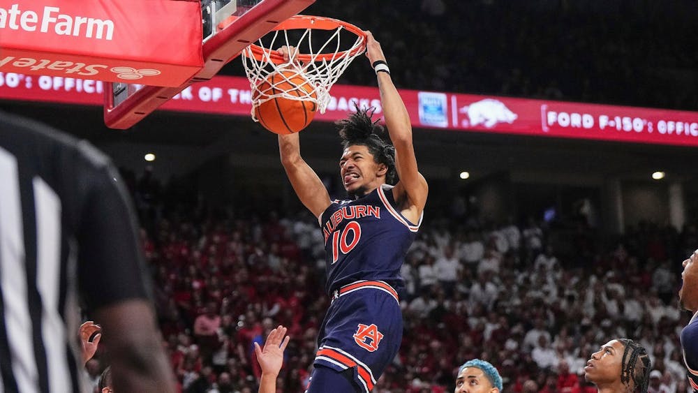 FAYETTEVILLE, AR - JANUARY 06 - Auburn's Chad Baker-Mazara (10) during the game between the #25 Auburn Tigers and the Arkansas Razorbacks at Bud Walton Arena in Fayetteville, AR on Saturday, Jan. 6, 2024.

Photo by Zach Bland/Auburn Tigers (FAYETTEV