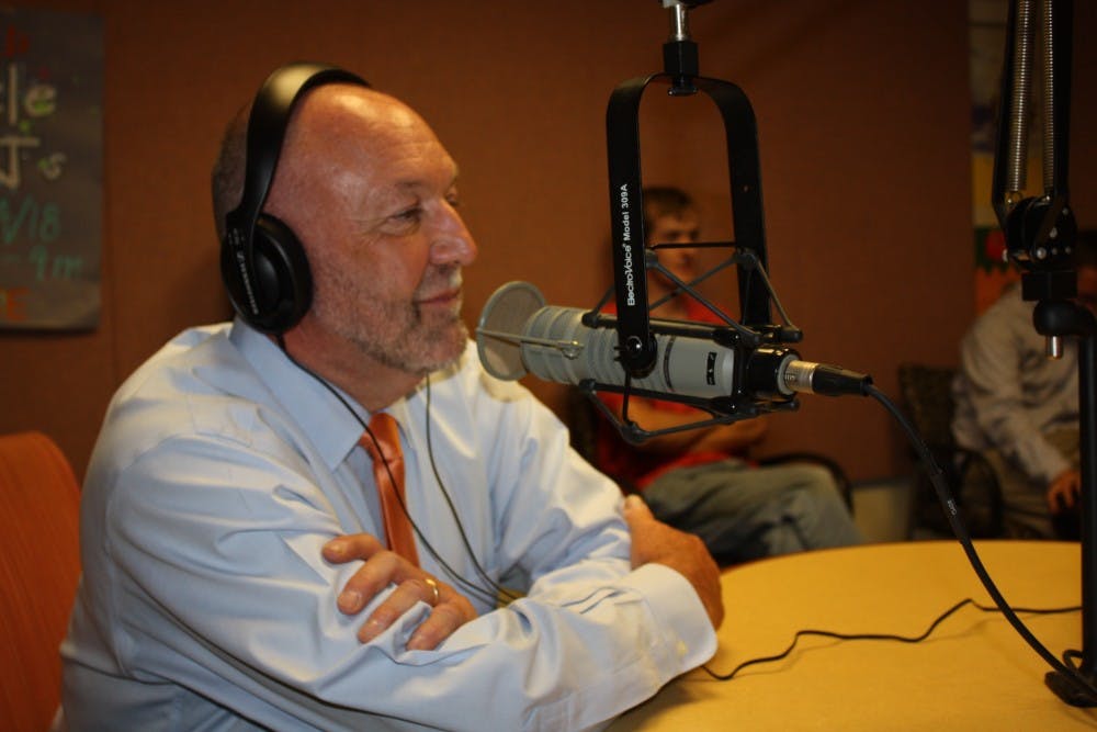 <p>Dr. Leath being interviewed by WEGL. </p>