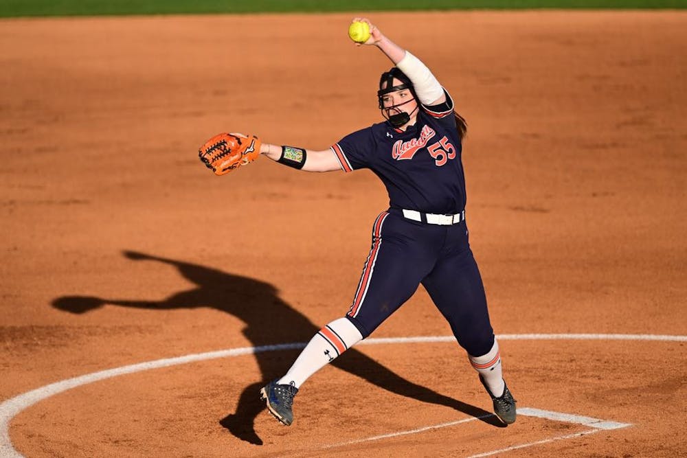 BATON ROUGE, LA - APRIL 12 - Auburn Pitcher Shelby Lowe (55) during the game between the Auburn Tigers and the LSU Tigers at Tiger Park in Baton Rouge, LA on Friday, April 12, 2024. Photo by David Gray/Auburn Tigers
