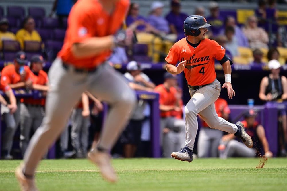 BATON ROUGE, LA - APRIL 28 - Auburn Catcher Carter Wright (4) during the game between the Auburn Tigers and the LSU Tigers at Alex Box Stadium in Baton Rouge, LA on Sunday, April 28, 2024. Photo by David Gray/Auburn Tigers