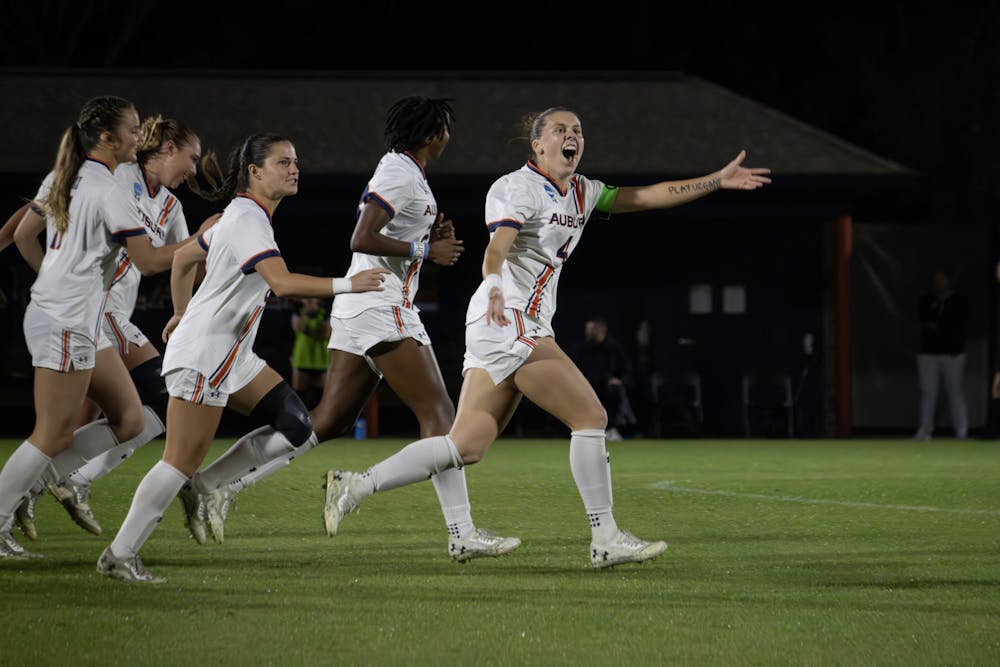 Anna Haddock (#4) celebrates a goal versus FIU at the Auburn Soccer Complex on November 15th, 2024.

Maggie Bowman, The Auburn Plainsman