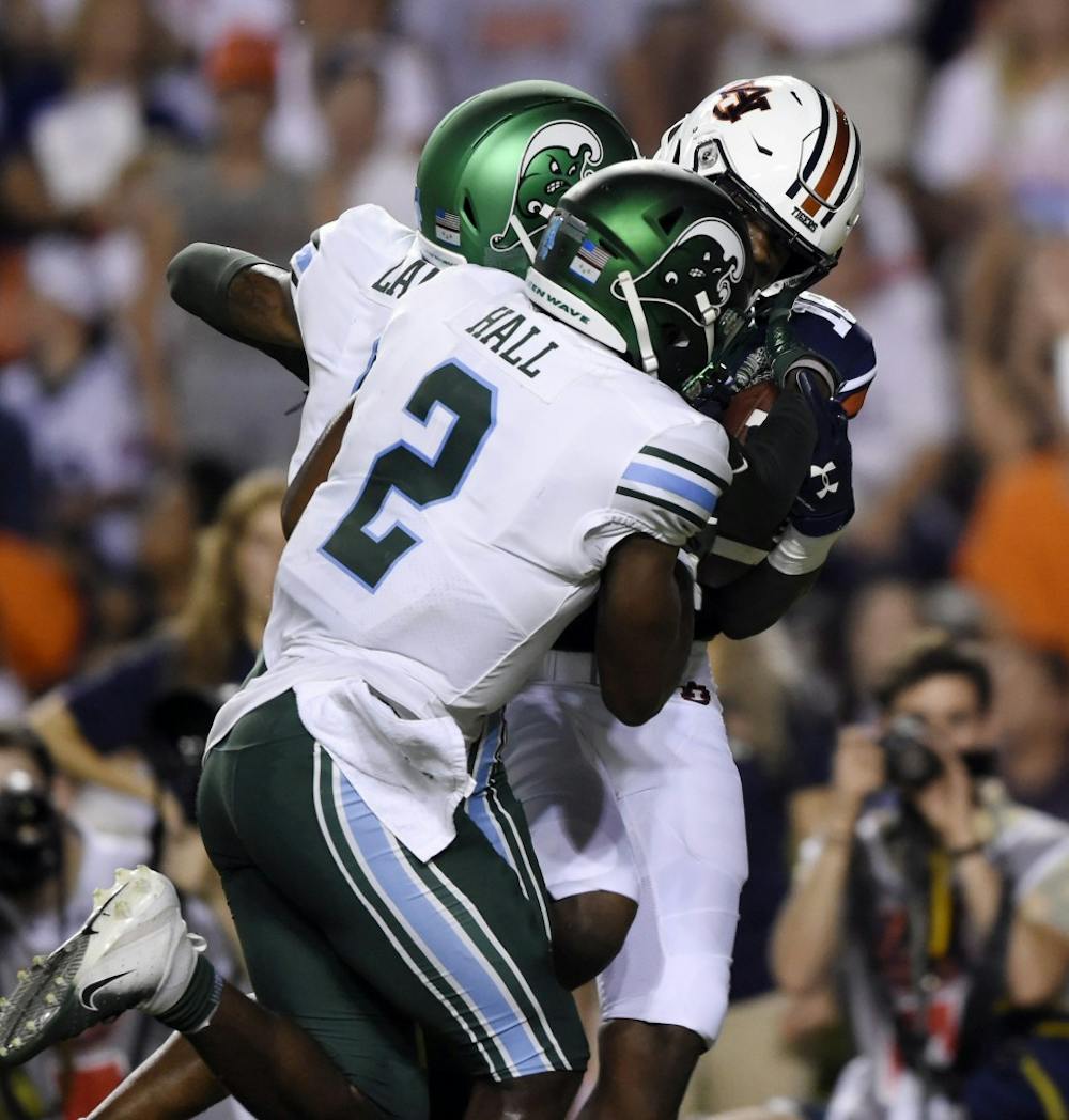 Seth Williams makes a long catch in the first half setting up a touchdown.
Auburn Football Tulane at Auburn on Saturday, Sept. 7, 2019 in Auburn, Ala. 
