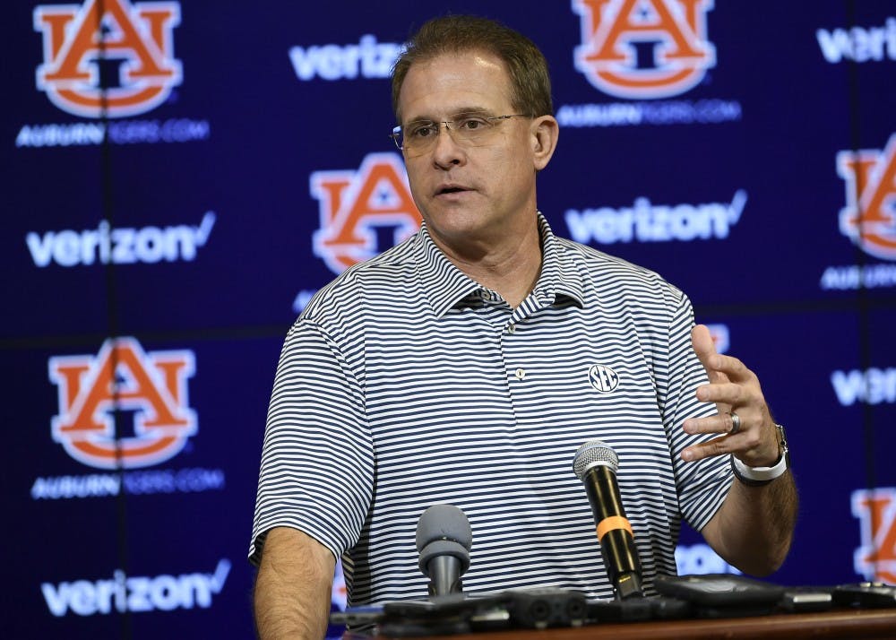 <p>Coach Gus Malzahn</p>
<p>Auburn Tuesday presser on Tuesday, Oct. 9, 2018 in Auburn, Ala.</p>
<p>Todd Van Emst/AU Athletics&nbsp;</p>