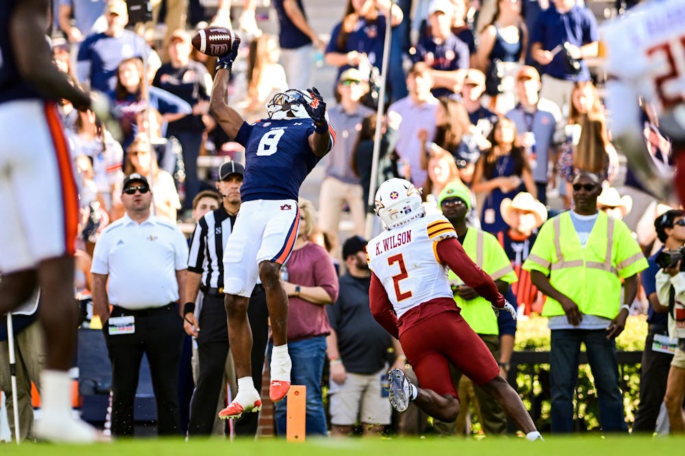 AUBURN, AL - NOVEMBER 16 - Auburn Wide Receiver Cam Coleman (8) during the game between the Auburn Tigers and the Louisiana Monroe Warhawks at Jordan-Hare Stadium in Auburn, AL on Saturday, Nov. 16, 2024.

Photo by David Gray/Auburn Tigers