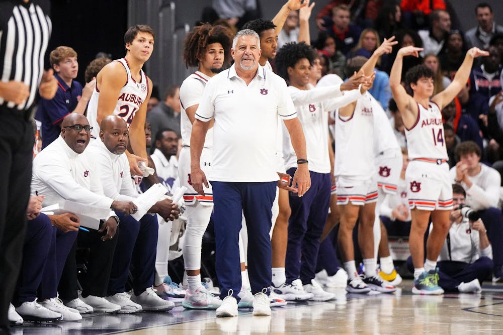 AUBURN, AL - NOVEMBER 01 - Head Coach Bruce Pearl during the game between the Auburn Tigers and the Auburn Montgomery Warhawks at Neville Arena in Auburn, AL on Wednesday, Nov. 1, 2023.

Photo by Zach Bland/Auburn Tigers