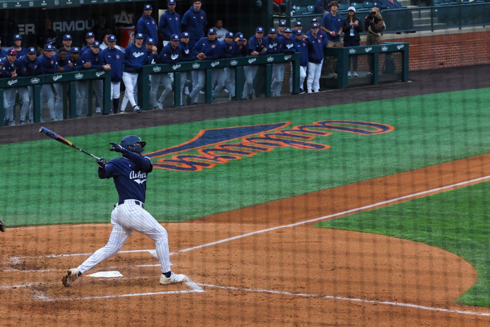 Chris Rembert sends it flying for a home run to centerfield versus UNA on February 19th, 2025. Photo by Mitchell Knighten | The Auburn Plainsman
