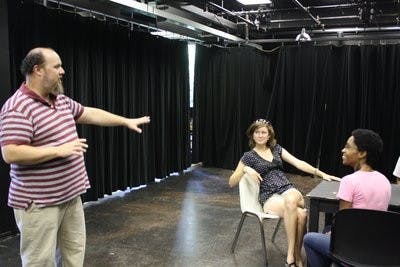 Christopher Qualls gives instructions to some of the students in his Acting I class. (Hayley Blair / Associate Intrigue Editor)