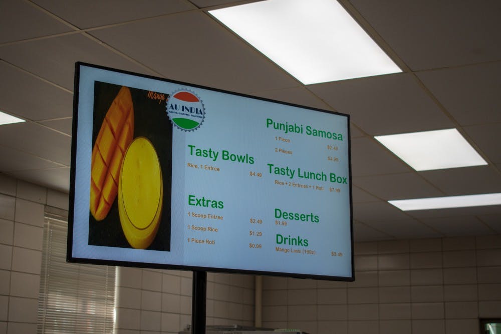 The menu of AU India in Terrell Hall on May 14, 2019, in Auburn, Ala.