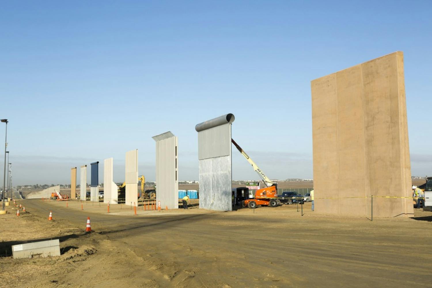 Prototypes of a southern border wall