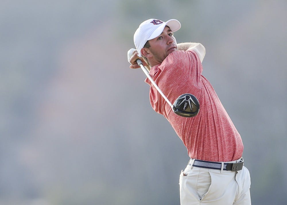 Ben Schlottman watches his drive during the third round of the&nbsp;Tiger Invitational golf tournament in Opelika, Ala., on Tuesday, March 8, 2016. (Photo of&nbsp;Dakota Sumpter/Auburn Athletics)