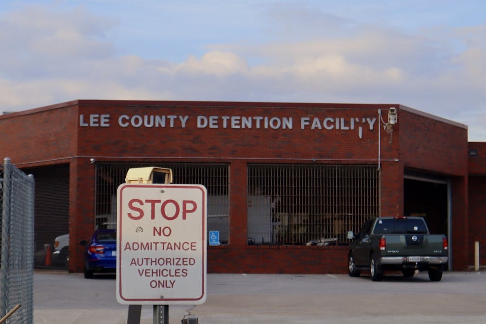 <p>An entrance to the Lee County detention center on Oct. 31, 2022.</p>