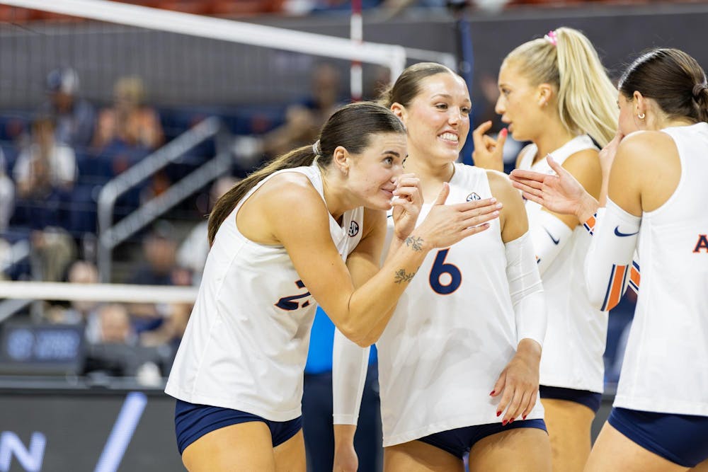 5.	Liz Markovska (#25) celebrates a play during the volleyball game in Neville Arena versus the University of Virginia on Sept. 9, 2025.