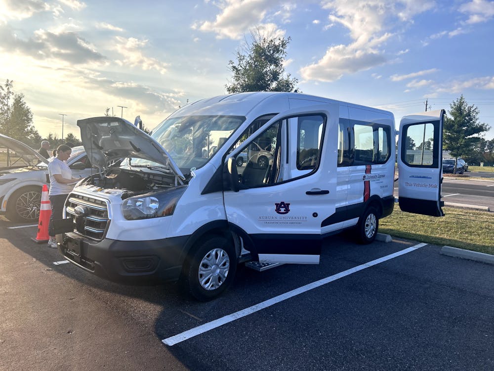 <p>An Auburn University Transportation Services van being shown as an electric vehicle on Sept. 22, 2023.&nbsp;</p>