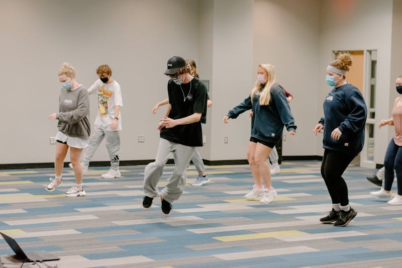 Tiger Rhythm practices in the student center on January 28, 2021.