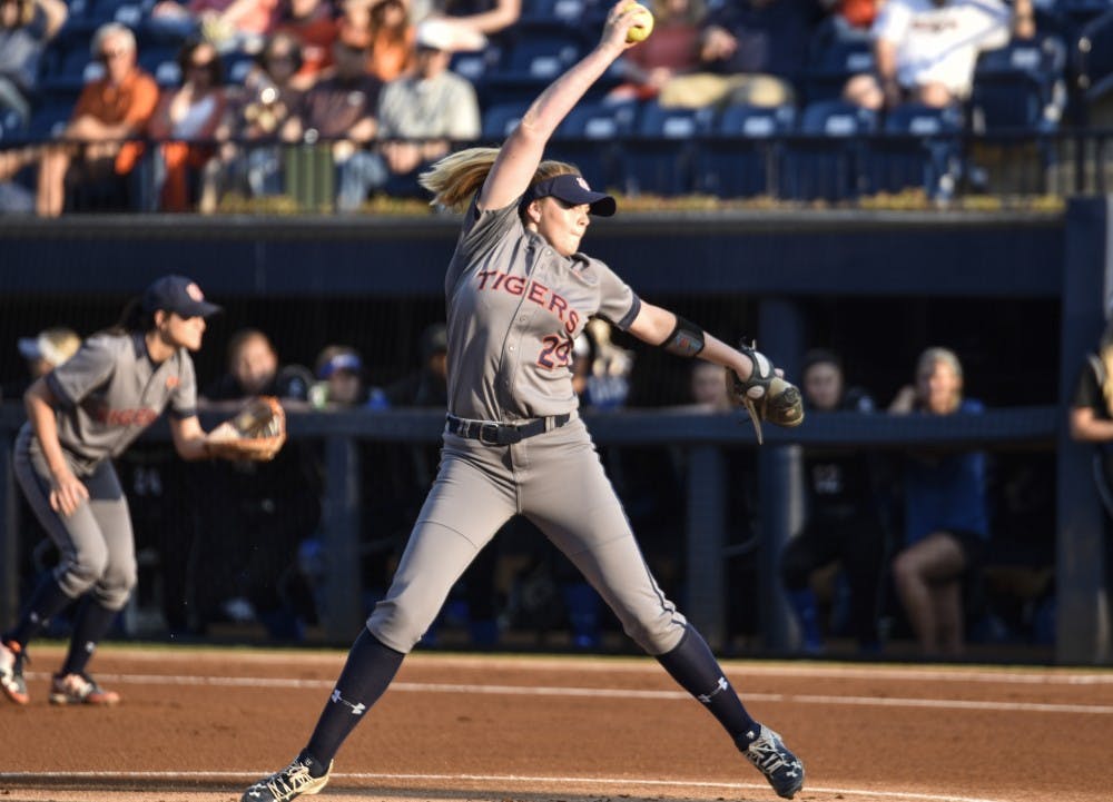 Auburn starting pitcher/relief pitcher Makayla Martin (29) during Auburn Tigers Softball vs. Georgia State on Wednesday, April. 12, 2017, in Auburn, Ala.
