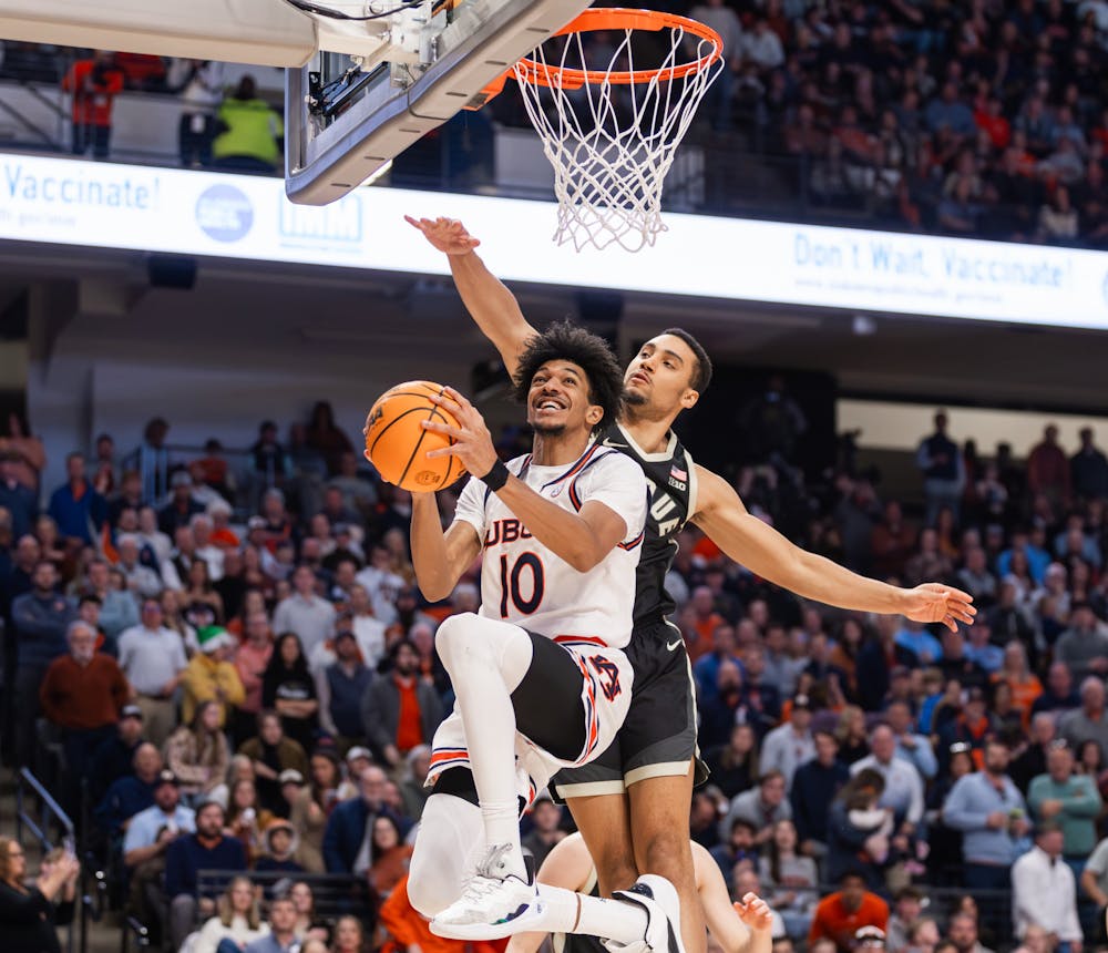 Chad Baker-Mazara underneath during the first half of of Auburn vs Purdue on Dec. 21, 2024. 