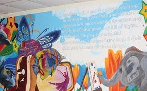 Auburn art students worked together on the mural as a gift to the Boys and Girls Club last fall. (Emily Morris / ASSISTANT PHOTO EDITOR)