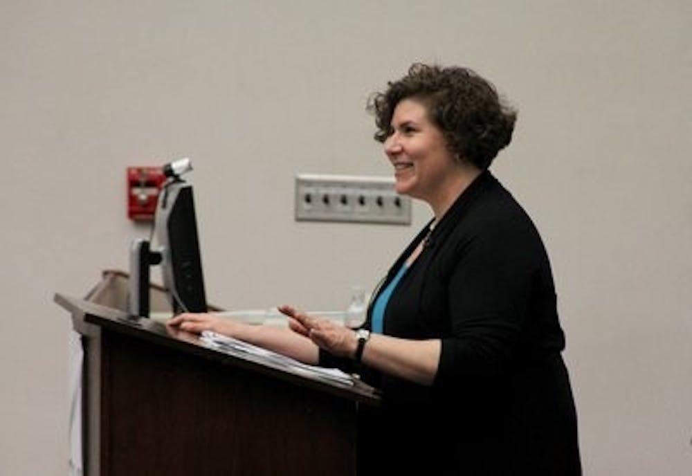 Dana Gold, a GAP Senior Fellow and tour director, moderating the event. (Katherine McCahey / ASSISTANT PHOTO EDITOR)