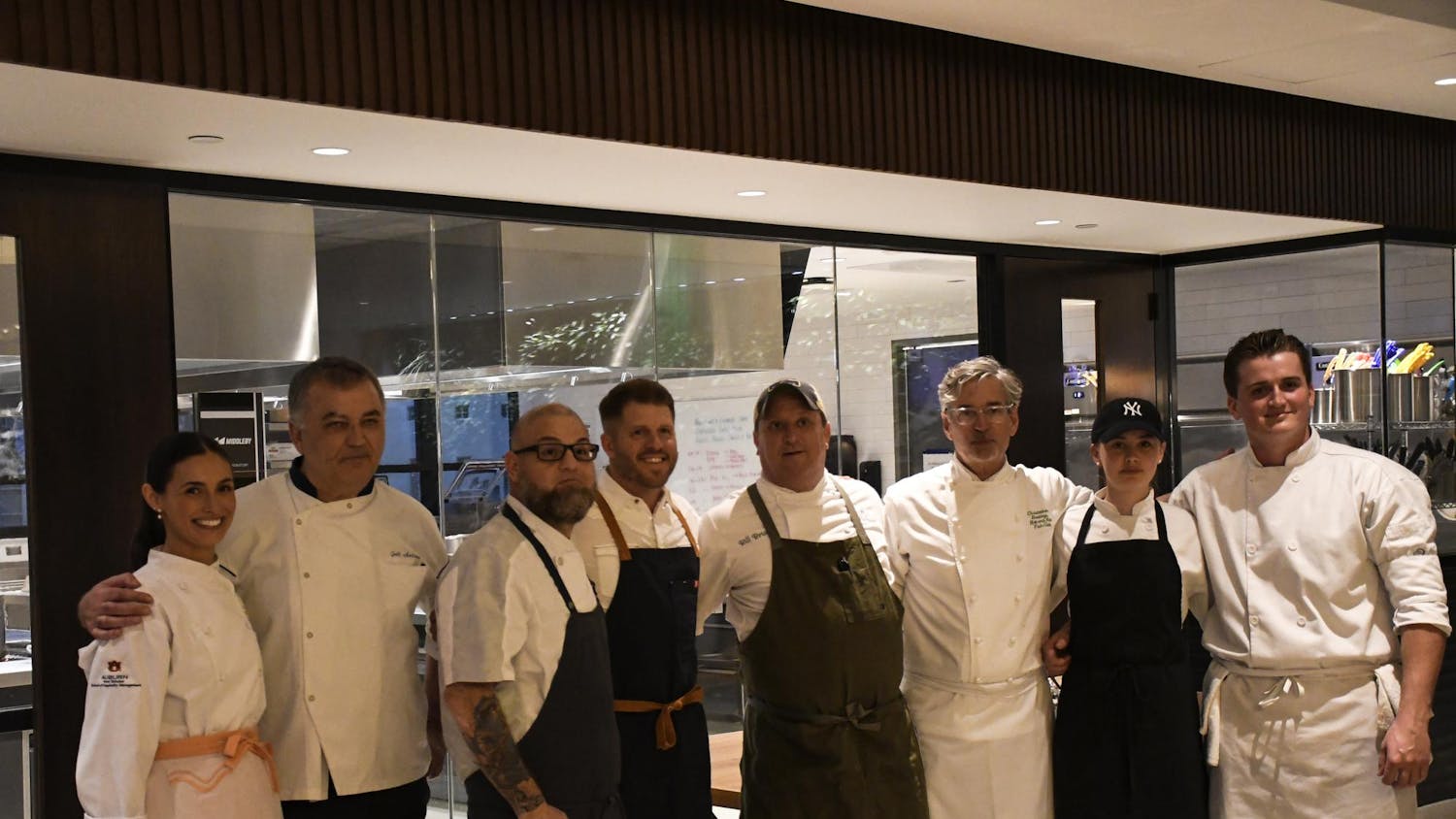 Chefs Sophie SNyder, Joẽl Auntes, Leo Maurelli, David Bancroft, Bill Briand, Christopher Hastings, May Martin, and Aiden Dunleavy (Left to Right)at the Children’s Table event on Tuesday, March 3, 2026.