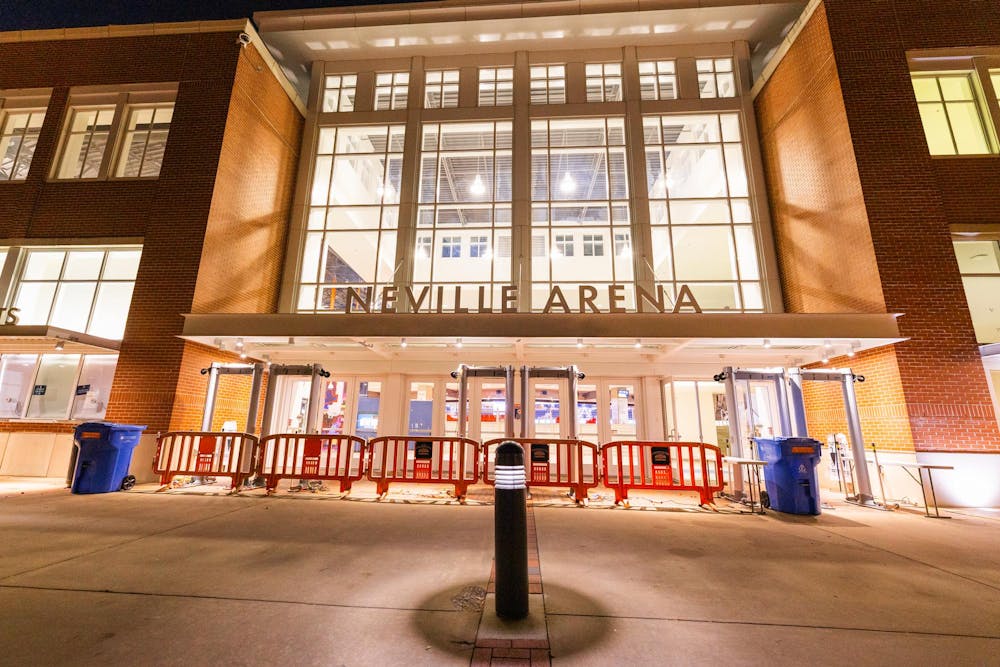 <p>A look at the main entrance of Neville Arena, taken on Nov. 12, 2025.</p>