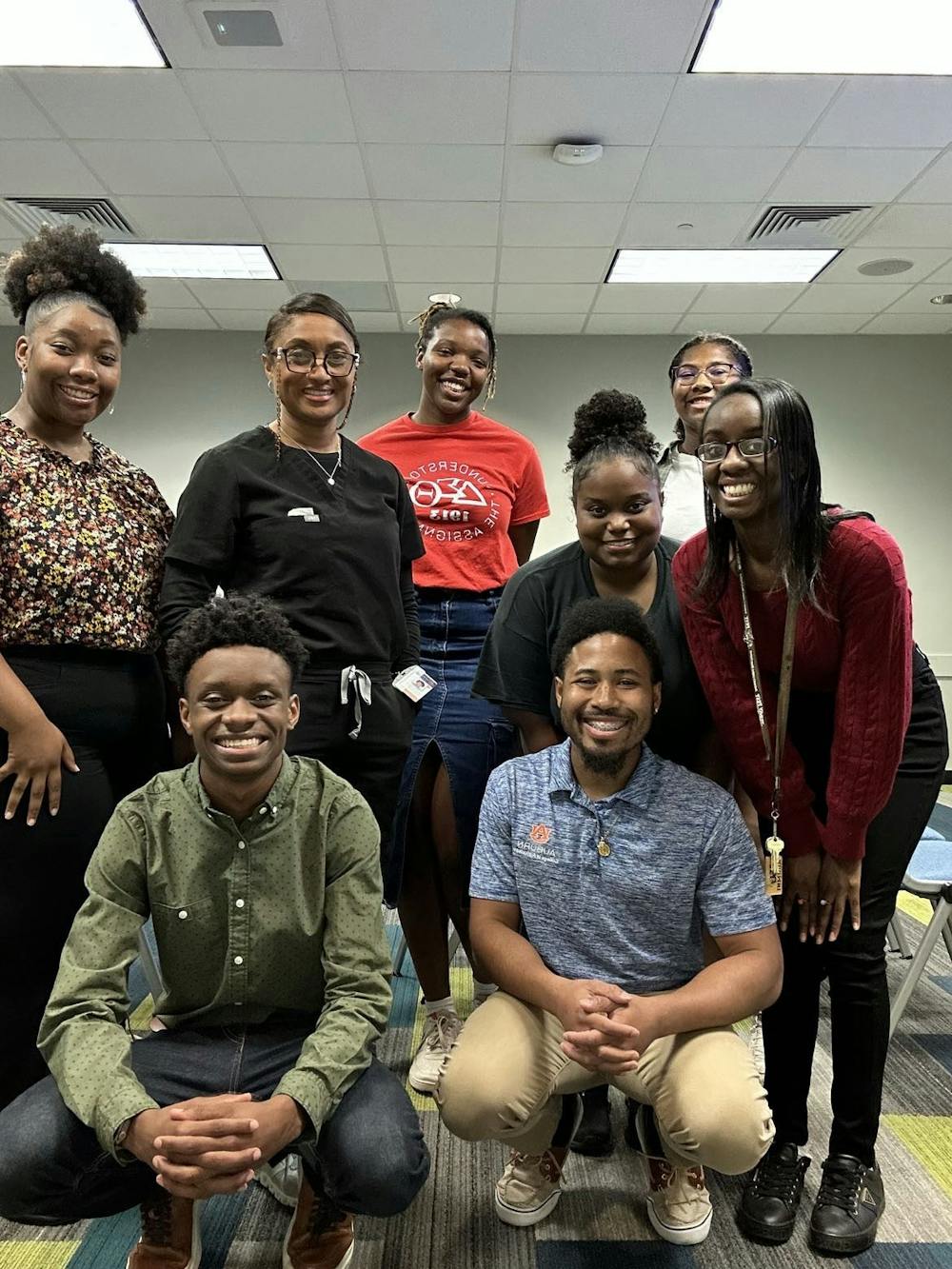 <p>Members of the Student Association of Black Veterinarians (SABV). Pictured in front, vice-president Gavin Southern (left) and president, Rodney Hobbs (right). Photo courtesy of SABV.</p>