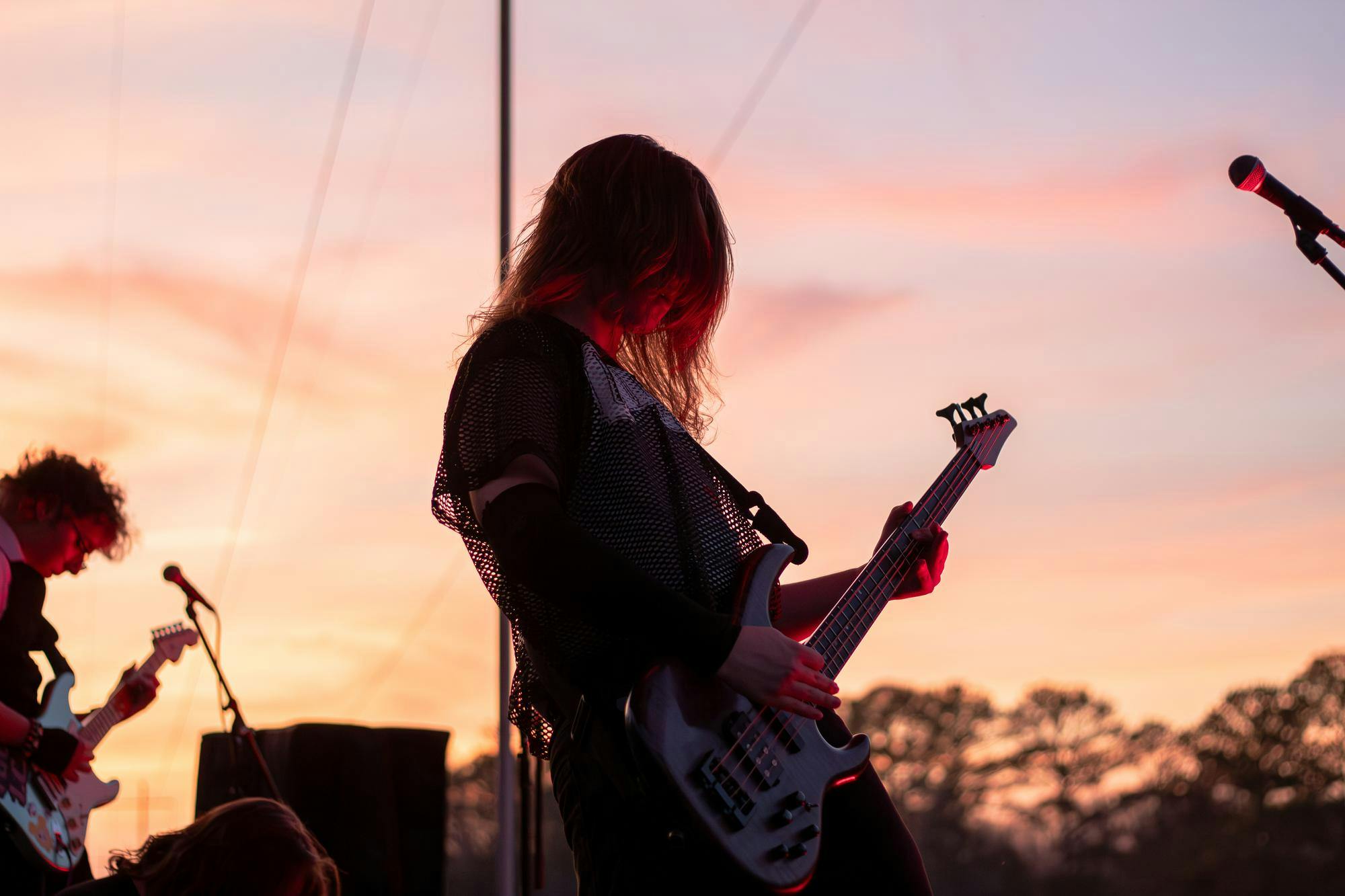A guitarist for the band When Day Breaks plays at AubFest on Friday, March 20, 2026 in Auburn, Ala.