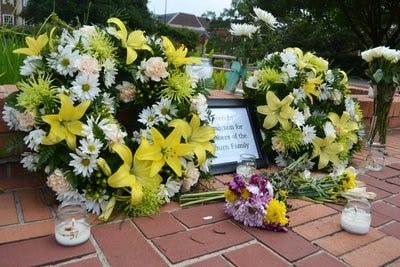 The memorial is set up at Ross Square. A candle light vigil is scheduled for Thursday at 8 p.m. on Samford lawn. (Danielle Lowe / PHOTO EDITOR)