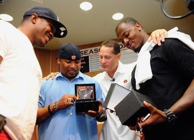 The Tigers received their championship rings Sunday, June 19 after a 5-month wait.(Todd Van Emst / Media Relations)