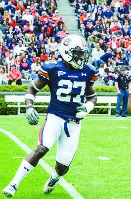Robenson Therezie drops back in coverage at the A-Day Game.