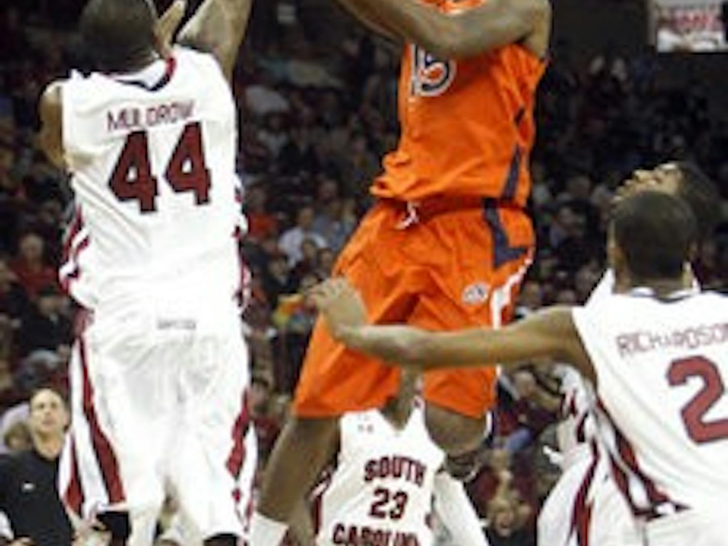 Guard Tony Neysmith shoots for two in Auburn's 79-64 win over South Carolina Saturday. (Tracy Glantz / The State / MCT)