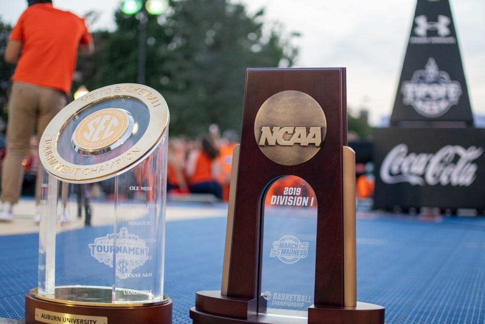 The NCAA Midwest Regional Championship Trophy during Tipoff at Toomer's, on Thursday, Oct. 17, 2019, in Auburn, Ala.