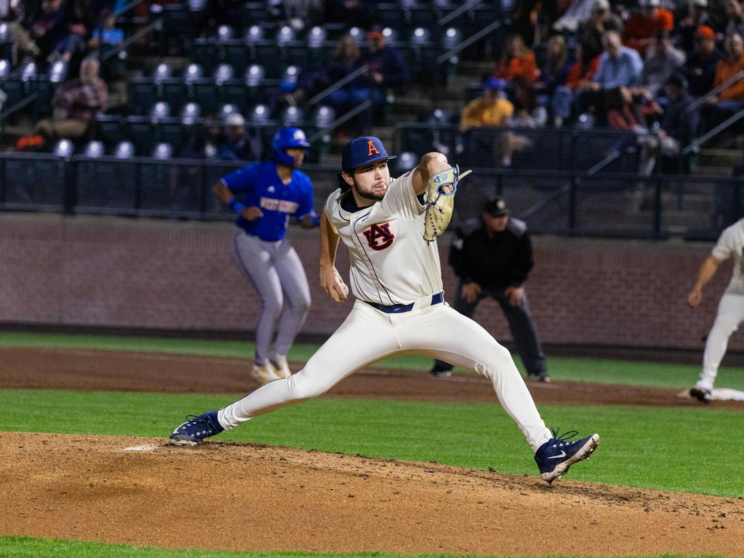 Drew Whalen fires home against UWG on Feb. 25, 2026.