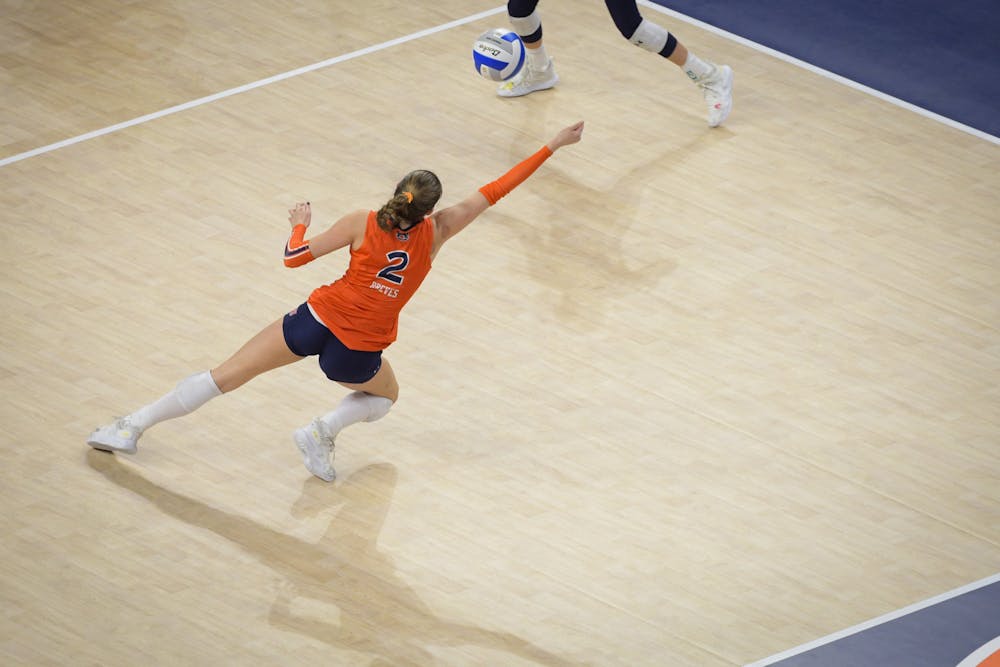 <p>Lauren Dreves (#2) dig against ball against Texas at Neville Arena on November 15th, 2024.</p>