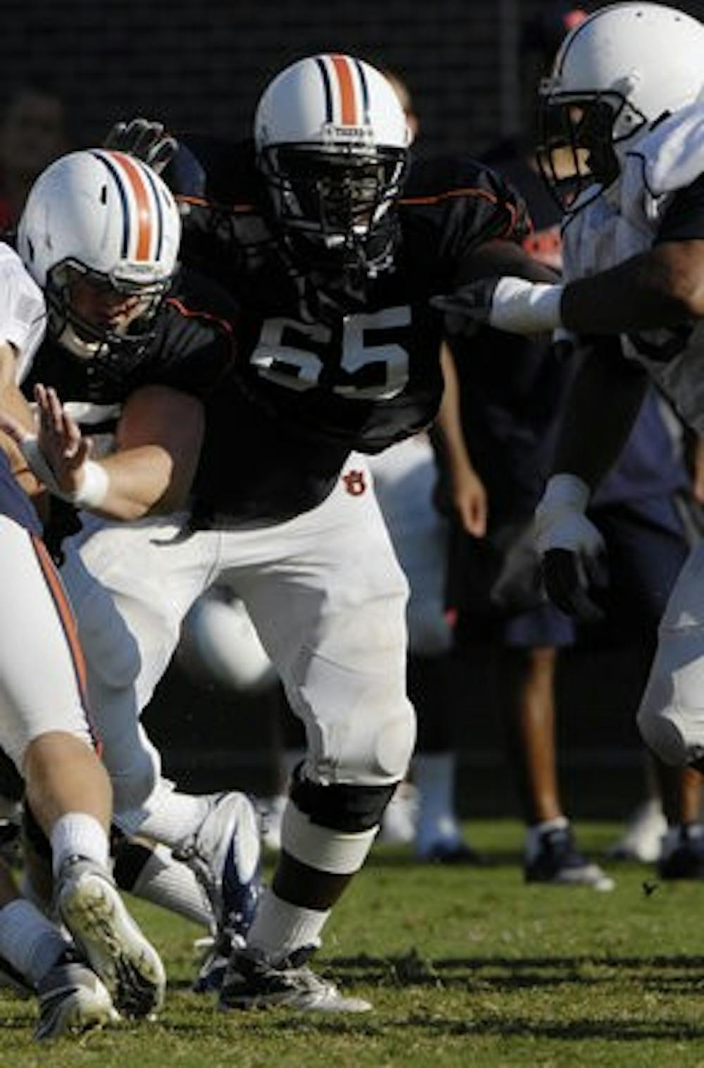 Tunde Fariyike at Auburn football practice, first day in pads on Monday, Aug. 6, 2012. (Courtesy of Todd Van Emst)