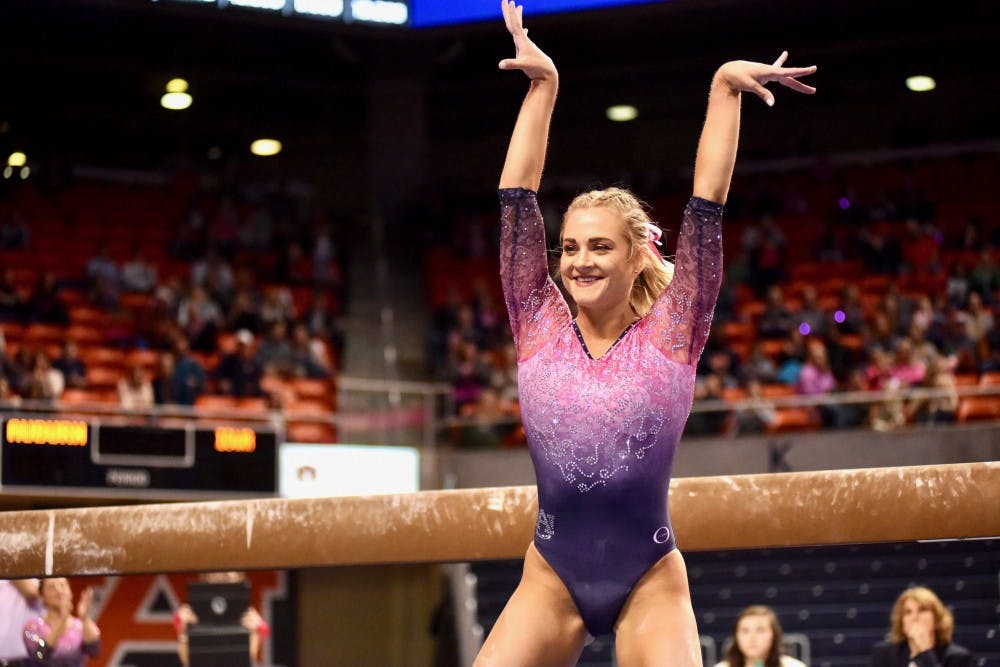 <p>Abby Milliet during Auburn Gymnastics vs. Iowa on Friday, Jan. 4, 2019, in Auburn, Ala.&nbsp;</p>