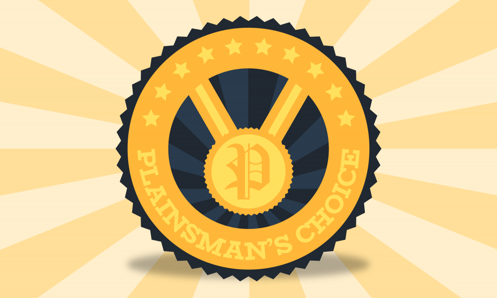 A circular badge features a prominent "P" logo, surrounded by stars and the text "PLAINSMAN'S CHOICE," against a radiating background.