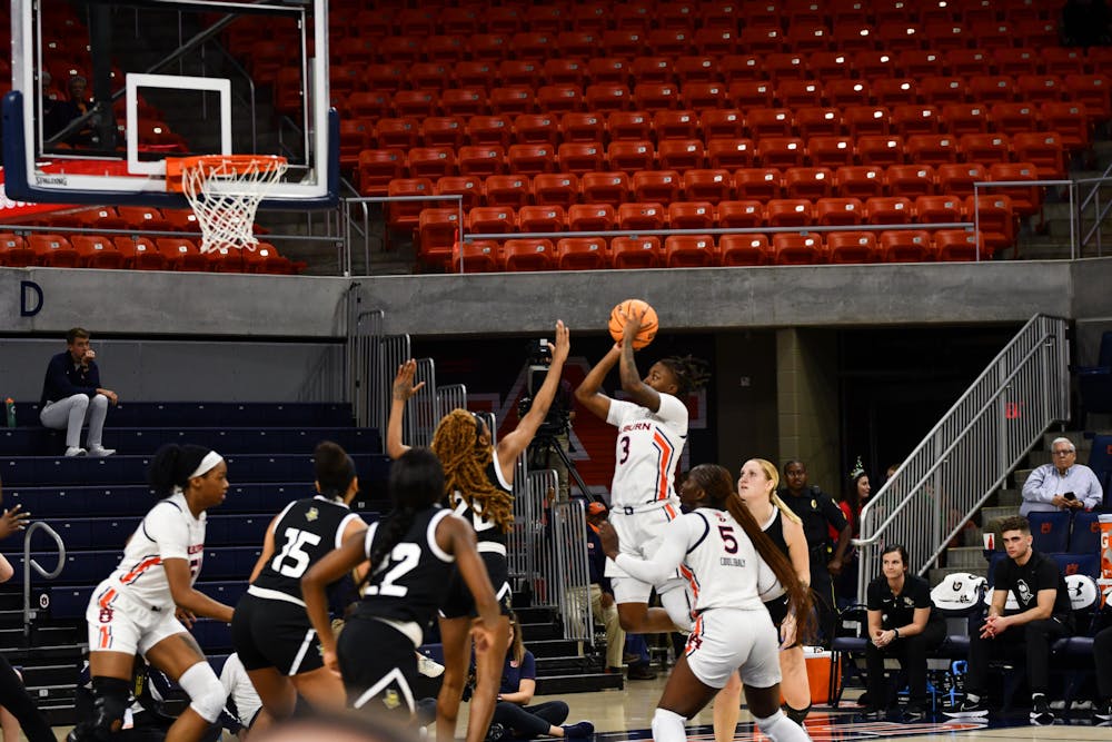 <p>Auburn women's basketball team is trying to shoot a basketball at the Neville Arena on Dec. 3, 2022.&nbsp;</p>