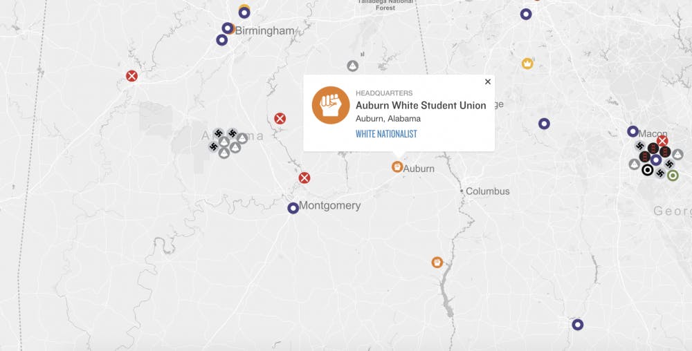 The Auburn White Student Union has been listed as a hate group on the SPLC's Hate Map.