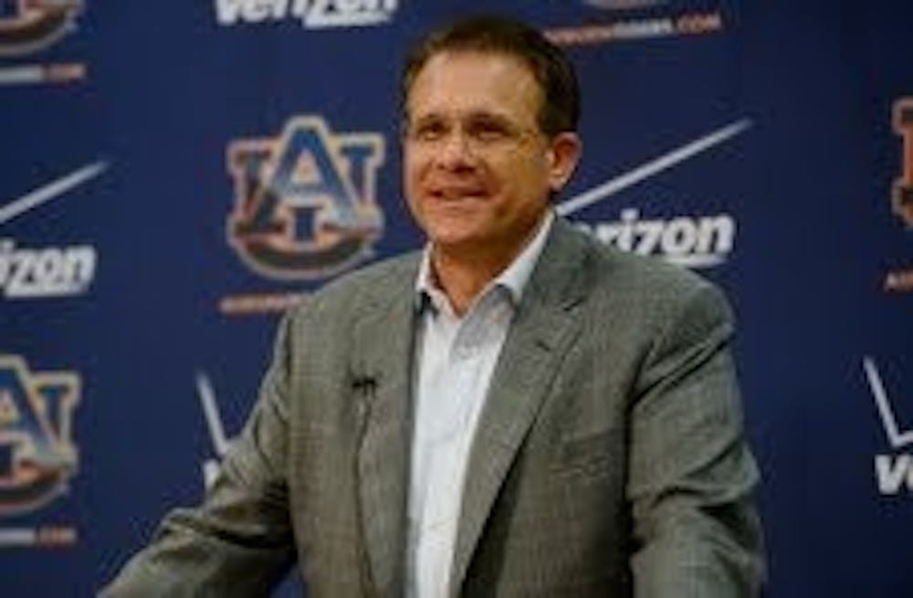 Gus Malzahn takes questions from reporters during his weekly press conference Tuesday, Oct. 22, 2013.
CONTRIBUTED BY TODD VAN EMST