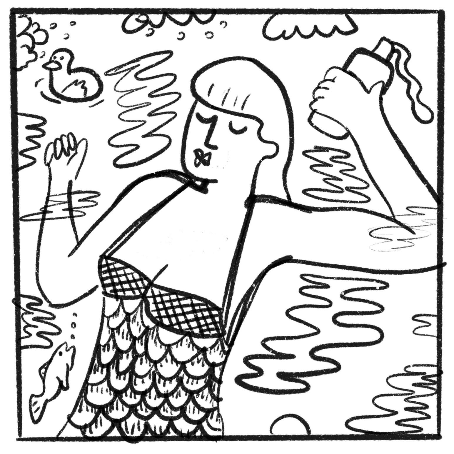 Black and white graphic rendition of Taylor Swift's photo for the cover of her twelfth studio album "The Life of a Showgirl."