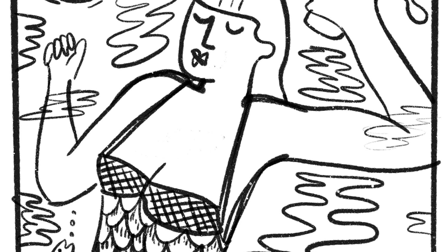 Black and white graphic rendition of Taylor Swift's photo for the cover of her twelfth studio album "The Life of a Showgirl."