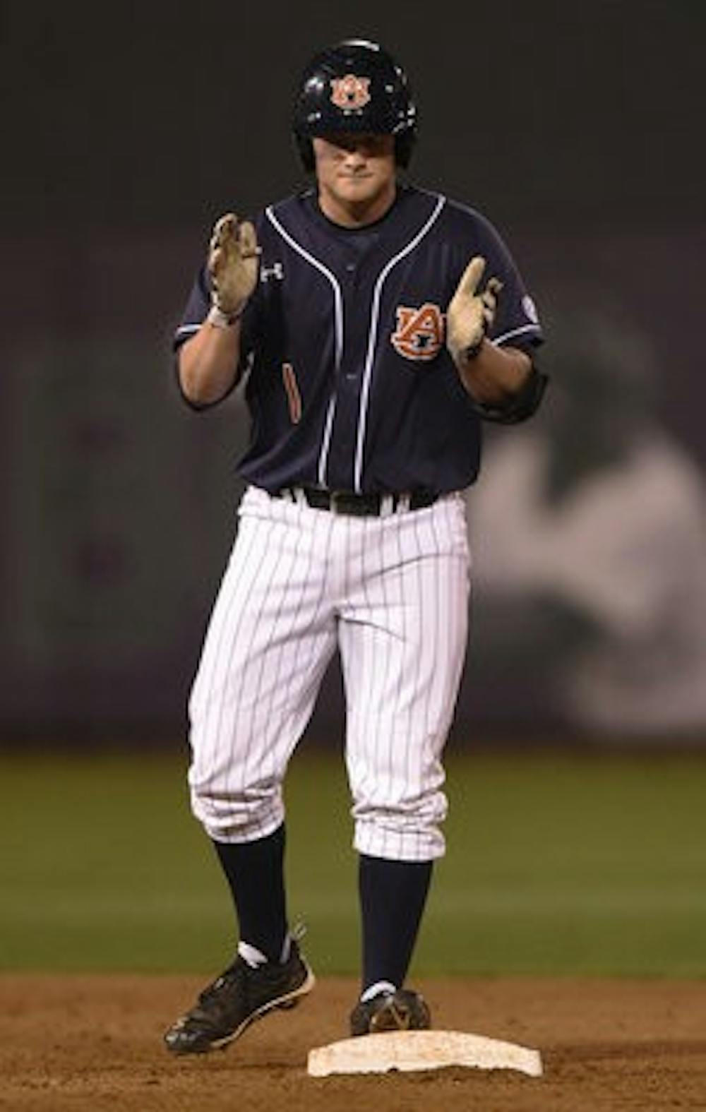 Blake Logan celebrates hitting a double. (Contributed by Zach Bland)