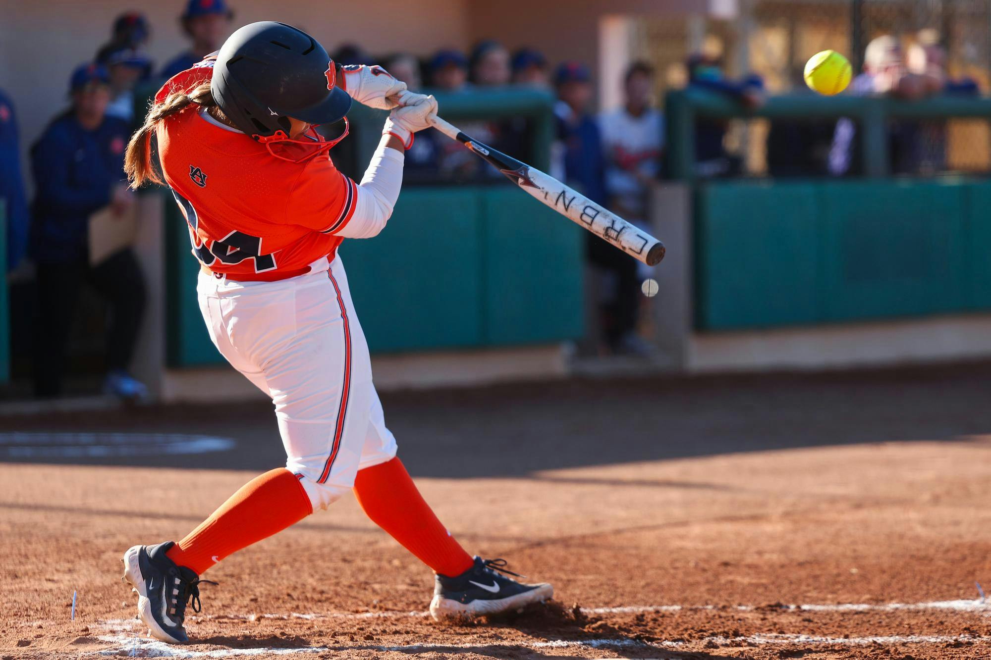 CLEARWATER, FL - FEBRUARY 07 - Auburn’s Destiny Rodriguez (34) during the game between the Auburn Tigers and the #9 Clemson Tigers at Eddie C. Moore Complex in Clearwater, FL on Saturday, Feb. 7, 2026. Photo by David Gray/Auburn Tigers