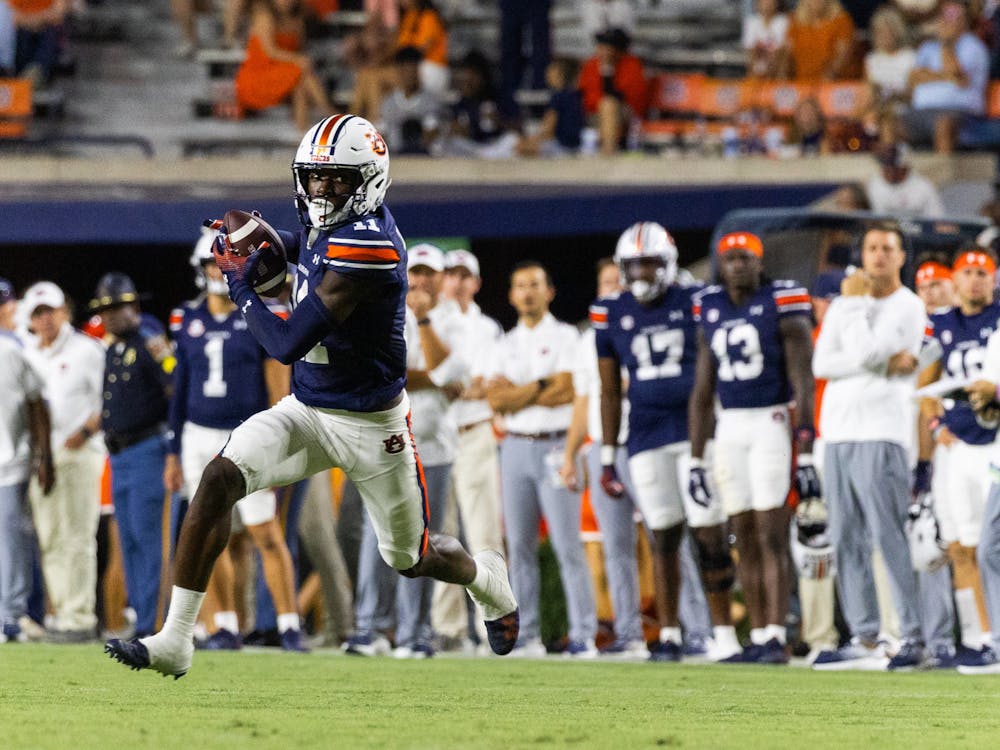 Receiver Malcolm Simmons turns downfield during Auburn vs Alabama A&M on August 31, 2024.