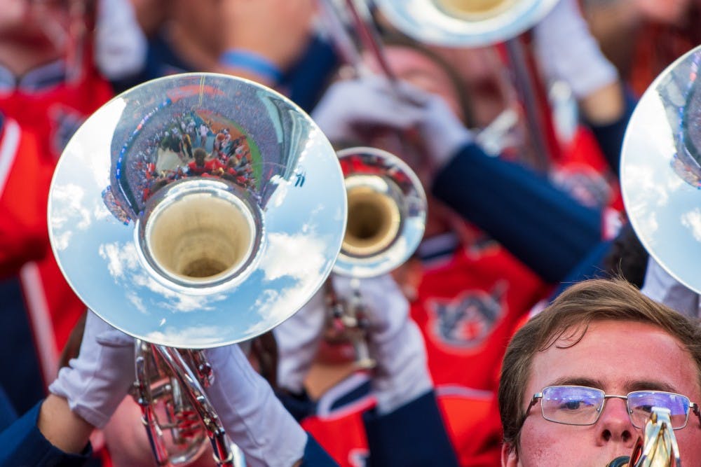 A member of the Auburn Marching Band plays during Auburn Football vs. Florida, on Saturday, Oct. 5, 2019, in Gainesville, Fla.
