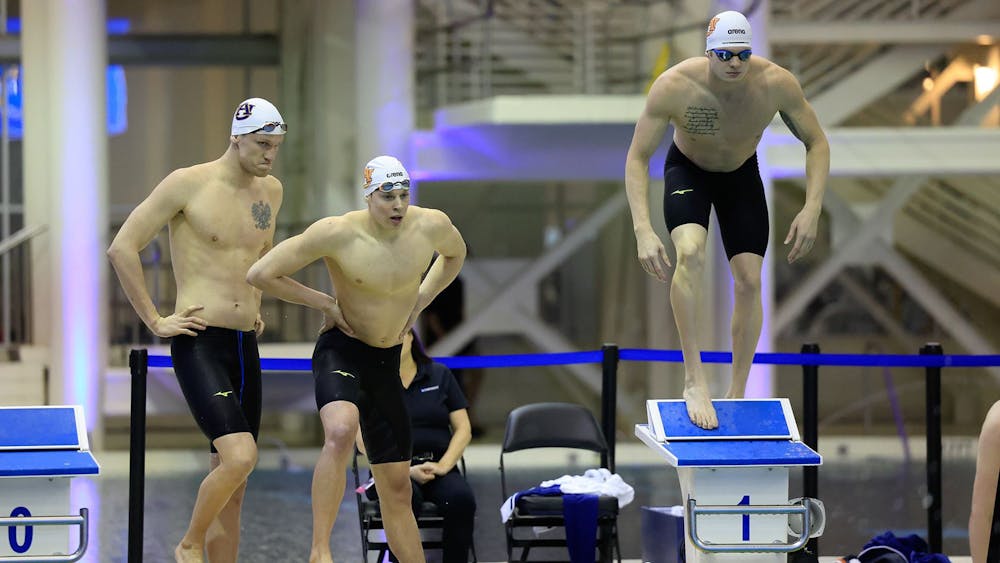 <p>Auburn mens swimmers get ready to hit the pool in the NCAA Championships, in Atlanta, on March 26.&nbsp;</p>